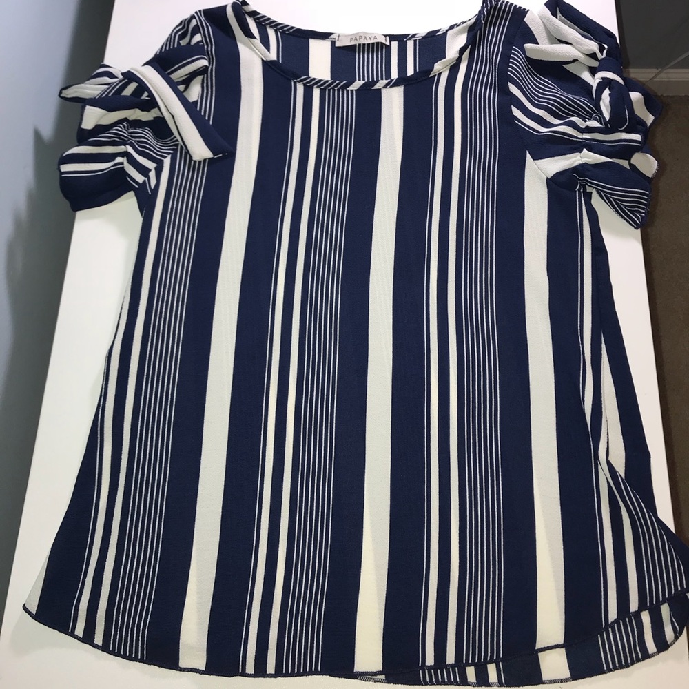 Blue and white stripe blouse